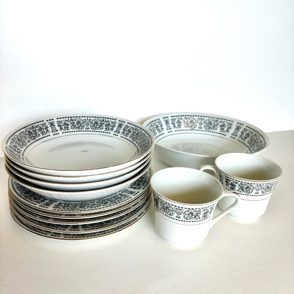 Spanish scroll By Wilshire House Fine China Set Plates/ Bowls/ Cups Discontinued